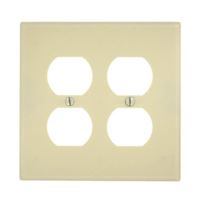 Leviton 80516-I Receptacle Wallplate, 4-7/8 in L, 4.94 in W, Midway, 2 -Gang, Plastic, Ivory, Surface Mounting 