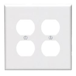 Leviton 80516-W Receptacle Wallplate, 4-7/8 in L, 4.94 in W, Midway, 2 -Gang, Plastic, White, Surface Mounting 