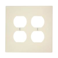Leviton 80516-T Receptacle Wallplate, 4-7/8 in L, 4.94 in W, Midway, 2 -Gang, Plastic, Light Almond 