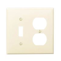 Leviton 80705-I Combination Wallplate, 4-1/2 in L, 2-3/4 in W, Standard, 2 -Gang, Nylon, Ivory, Device Mounting 