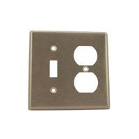 Leviton 84005 Combination Wallplate, 4-1/2 in L, 2-3/4 in W, Standard, 2 -Gang, Stainless Steel, Silver, Satin 
