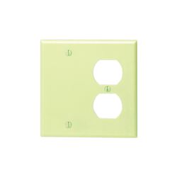 Leviton 86008 Combination Wallplate, 4-1/2 in L, 4-9/16 in W, 2 -Gang, Thermoset Plastic, Ivory, Smooth 
