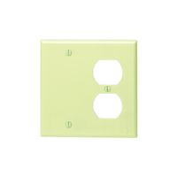 Leviton 86008 Combination Wallplate, 4-1/2 in L, 4-9/16 in W, 2 -Gang, Thermoset Plastic, Ivory, Smooth 