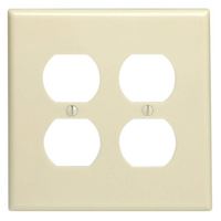 Leviton 86116 Receptacle Wallplate, 5-1/4 in L, 5.31 in W, Oversized, 2 -Gang, Plastic, Ivory, Surface Mounting 