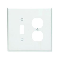 Leviton 88105 Combination Wallplate, 5-1/4 in L, 3-1/2 in W, Oversized, 2 -Gang, Plastic, White, Device Mounting 