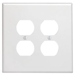 Leviton 88116 Receptacle Wallplate, 5-1/4 in L, 5.31 in W, Oversized, 2 -Gang, Plastic, White, Surface Mounting 