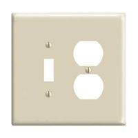 Leviton 0PJ18-I Combination Wallplate, 4-3/8 in L, 3-1/8 in W, Midway, 2 -Gang, Nylon, Ivory, Device Mounting 