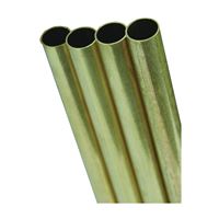 K & S 1147 Decorative Metal Tube, Round, 36 in L, 3/16 in Dia, 0.014 in Wall, Brass, Pack of 6 