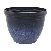 Landscapers Select PT-S028 Planter, 22 in Dia, 16 in H, Round, Resin, Blue, Satin, Pack of 4 