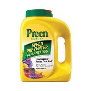 Preen 21-63902 Weed Preventer Plus Plant Food, Granular, 5-5/8 lb Bottle