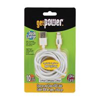 GetPower GP-XL-USB-L USB Charging and Sync Cable, White, 10 ft L 