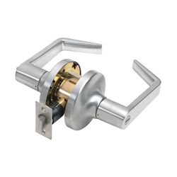 Tell Manufacturing CL100016 Privacy Lever, Pushbutton Lock, Satin Chrome, Steel, Reversible Hand, 2 Grade 