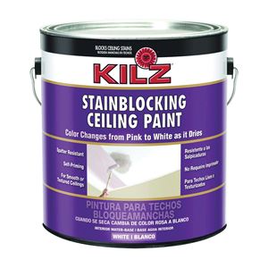 Kilz 68041 Ceiling Paint, White, 1 gal, Can, Resists: Spatter, Water Base 4 Pack