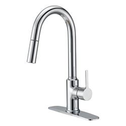 Boston Harbor FP4AF227CP Pull-Down Kitchen Faucet, 1.8 gpm, 1-Faucet Handle, 1, 3-Faucet Hole, Brass/Plastic/Zinc 
