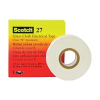 Scotch 27 Electrical Tape, 66 ft L, 1/2 in W, Cloth Backing, White 