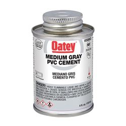 Oatey 30883 Solvent Cement, 4 oz Can, Liquid, Gray 