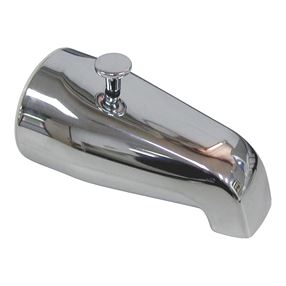 ProSource 24501-3L Bathtub Spout with Diverter, 5-1/4 in L, 3/4 x 1/2 in Connection, IPS, Zinc, Chrome Plated
