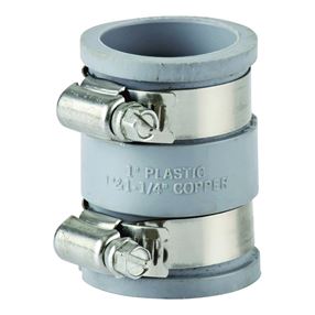 ProSource Drain Connector, 1-1/4 x 1-1/2 in, PVC, Gray