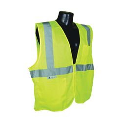 Radians SV2ZGM-L Economical Safety Vest, L, Unisex, Fits to Chest Size: 26 in, Polyester, Green/Silver, Zipper 