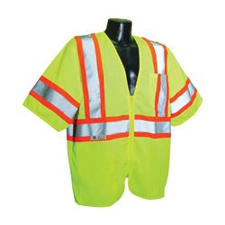 Radians SV22-3ZGM-XL Economical Safety Vest, XL, Polyester, Green/Silver, Zipper 