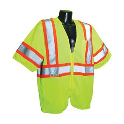 Radians SV22-3ZGM-2X Economical Safety Vest, 2XL, Polyester, Green/Silver, Zipper 