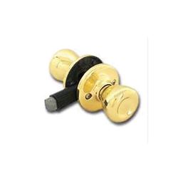 Kwikset 200M 3CP7/8RFLRCS Passage Door Lockset, Knob Handle, Polished Brass, 1-3/8 to 1-3/4 in Thick Door 