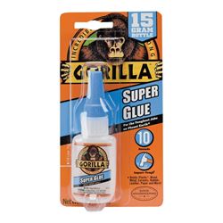 Gorilla 7805009 Super Glue, Liquid, Irritating, Straw/White Water, 15 g Bottle 