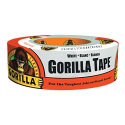 Gorilla 6025001 Duct Tape, 30 yd L, 2 in W, Cloth Backing, White 