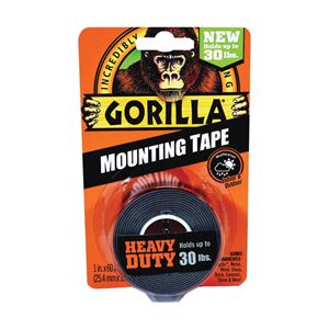 Gorilla 6055002 Heavy-Duty Mounting Tape, 60 in L, 1 in W, Black