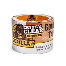 Gorilla 101277 Crystal Clear Tough and Wide Tape 15 yd Roll, 15 yd L, 2.83 in W, Clear 