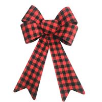 Hometown Holidays 44513 Buffalo Plaid Bow, Small, Cloth, Plastic, Red 12 Pack 