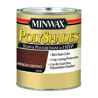 Minwax 613750444 Waterbased Polyurethane Stain, Satin, Liquid, American Chestnut, 1 qt, Can 