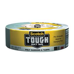 Scotch 2360-C/2360-A Tough Duct Tape, 60 yd L, 1.88 in W, Polyvinyl Backing, Gray 