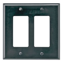 Eaton Wiring Devices PJ262BK Wallplate, 4-7/8 in L, 4.93 in W, 2 -Gang, Polycarbonate, Black, High-Gloss 
