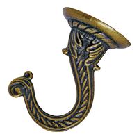 Landscapers Select GB0073L Ceiling Hook, 2.5 in L, Zinc Alloy, Antique Brass, Antique Brass, Wall Mount Mounting 