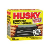 Husky HK42WC032B Contractor Clean-Up Bag, 42 gal Capacity, Polyethylene, Black 