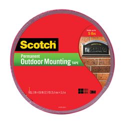 Scotch 4011-LONG Mounting Tape, 60 in L, 1 in W, Gray 