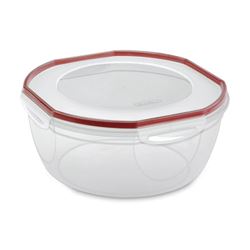 Sterilite Ultra+óGé¼-óSeal 03958602 Storage Bowl, 8.1 qt Capacity, Plastic, Clear/Rocket Red, 5-5/8 in Dia, 12 in H 2 Pack 