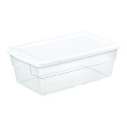 Sterilite 16428012 Storage Box, Plastic, Clear/White, 13-5/8 in L, 8-1/4 in W, 4-7/8 in H, Pack of 12 