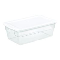 Sterilite 16428012 Storage Box, Plastic, Clear/White, 13-5/8 in L, 8-1/4 in W, 4-7/8 in H, Pack of 12 
