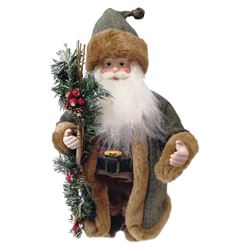 Hometown Holidays 22426 Forest Santa, 6 in L, 4 in W, Brown/Green 6 Pack 