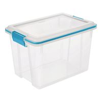 Sterilite 19324306 Gasket Box, Plastic, Blue Aquarium/Clear, 16-1/8 in L, 11-1/4 in W, 10-7/8 in H, Pack of 6 