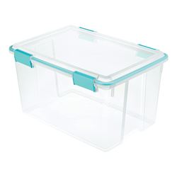 Sterilite 19344304 Gasket Box, Plastic, Blue Aquarium/Clear, 22-1/2 in L, 16 in W, 12-3/4 in H 4 Pack 