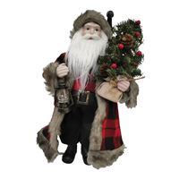 Santas Forest 22521 Christmas Figurine, 18 in H, Buffalo Plaid Plush Santa, 80% Polyester, 18% Plastic & 2% Others 6 Pack 