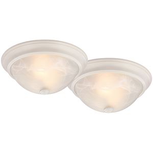 Boston Harbor 41800-WH Flush Mount Ceiling Fixture, 120 V, 60 W, A19 or CFL Lamp, White Fixture 2 Pack