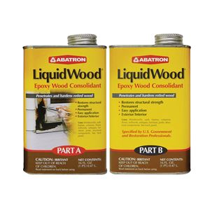 Abatron LW2PKR Wood Filler, Liquid, Faint, Slightly Aromatic Part A, Irritating Ammonia Part B, Clear, 2 pt