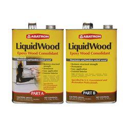 ABATRON LiquidWood LW2GKR Wood Filler, Liquid, Faint, Slightly Aromatic Part A, Irritating Ammonia Part B, Clear, 2 gal 