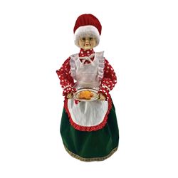 Santas Forest 36507 Mrs. Claus Decor, 24 in L, 20 in W, PVC, Polyester, Internal Light/Music: Music, Lights 4 Pack 