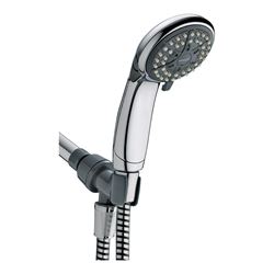 Waterpik VBE-453 Handheld Shower Head, 1/2 in Connection, 1.6 gpm, 4-Spray Function, Plastic, Chrome, 60 in L Hose 