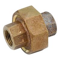 Anderson Metals 738104-02 Pipe Union, 1/8 in, FIPT, Red Brass, 200 psi Pressure 